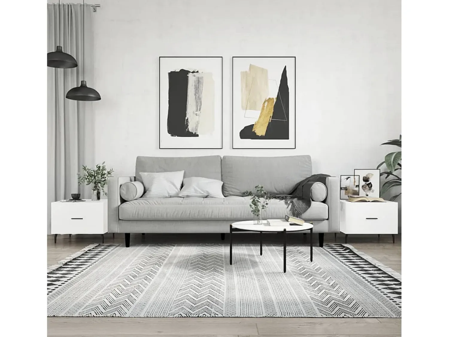 Mesa De Centro| Conjunto de 2 Mesas de Centro | Mesa de apoio | Mesa de café 50x50x40 cm brilhante Branco