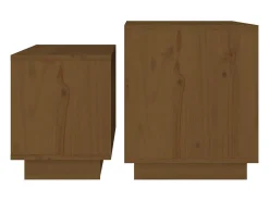Mesa De Centro* Conjunto de 2 Mesas de Centro Baixas | Mesa de apoio pinho maciço mel Castanho