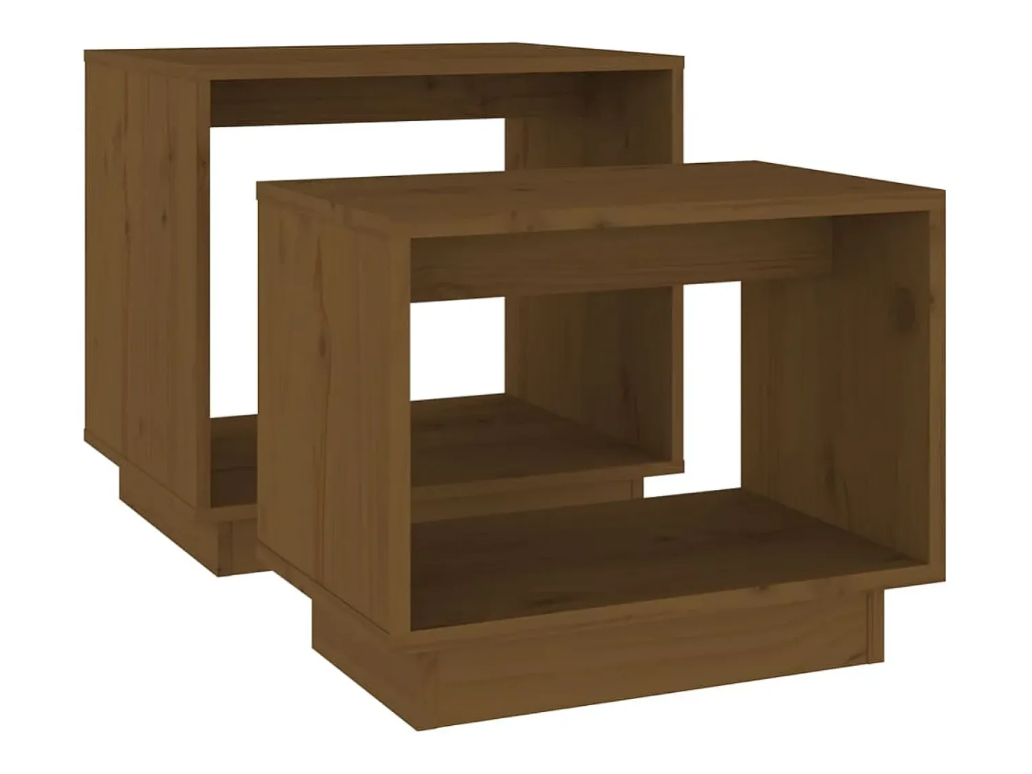 Mesa De Centro* Conjunto de 2 Mesas de Centro Baixas | Mesa de apoio pinho maciço mel Castanho