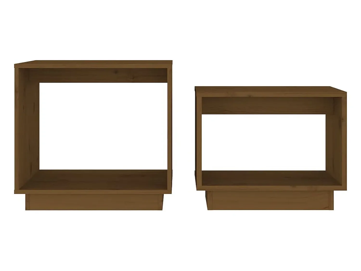 Mesa De Centro* Conjunto de 2 Mesas de Centro Baixas | Mesa de apoio pinho maciço mel Castanho