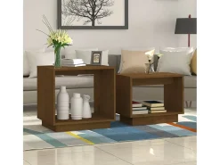 Mesa De Centro* Conjunto de 2 Mesas de Centro Baixas | Mesa de apoio pinho maciço mel Castanho