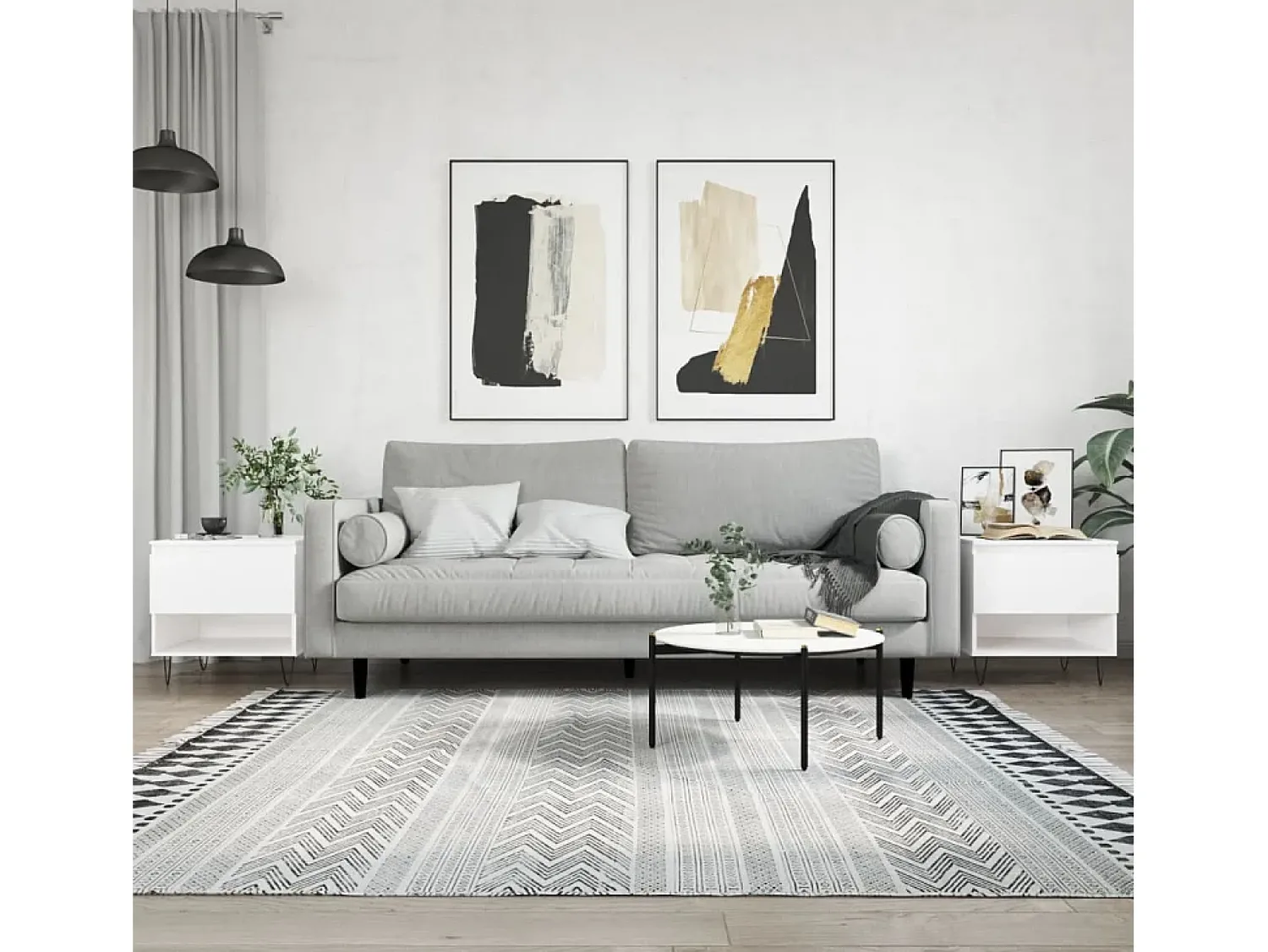 Discount Conjunto de 2 Mesas de Centro | Mesa de apoio | Mesa de café 50x46x50 cm derivados de madeira Branco