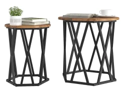Conjunto de 2 Mesas de Centro | Mesa de apoio | Mesa de café Madeira antiga 50x50x50 cm^ Mesa De Centro