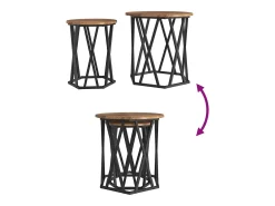 Conjunto de 2 Mesas de Centro | Mesa de apoio | Mesa de café Madeira antiga 50x50x50 cm^ Mesa De Centro