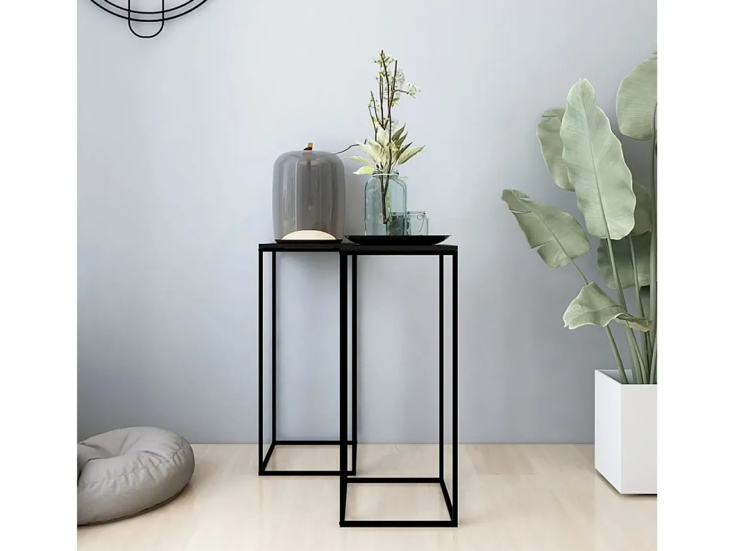 Mesa De Centro| Conjunto de 2 Mesas de Centro | Mesa de apoio | Mesa de café aço Preto