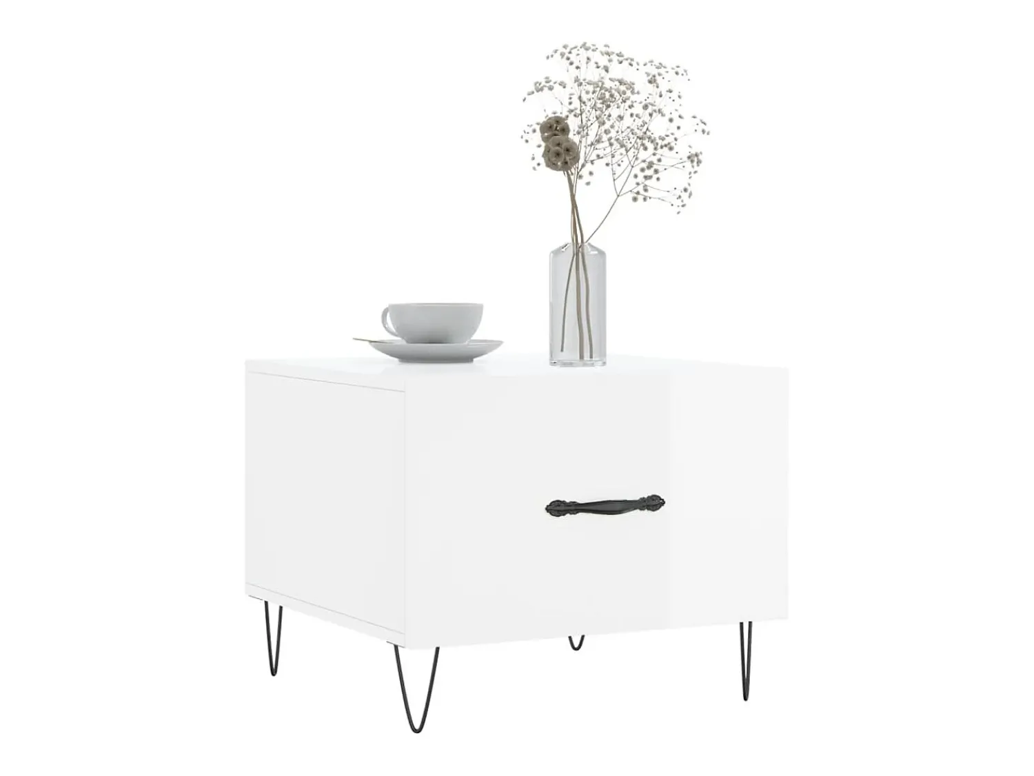 Mesa De Centro| Conjunto de 2 Mesas de Centro | Mesa de apoio | Mesa de café 50x50x40 cm brilhante Branco