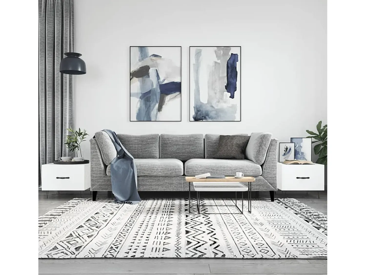 Mesa De Centro| Conjunto de 2 Mesas de Centro | Mesa de apoio | Mesa de café 50x50x40 cm brilhante Branco