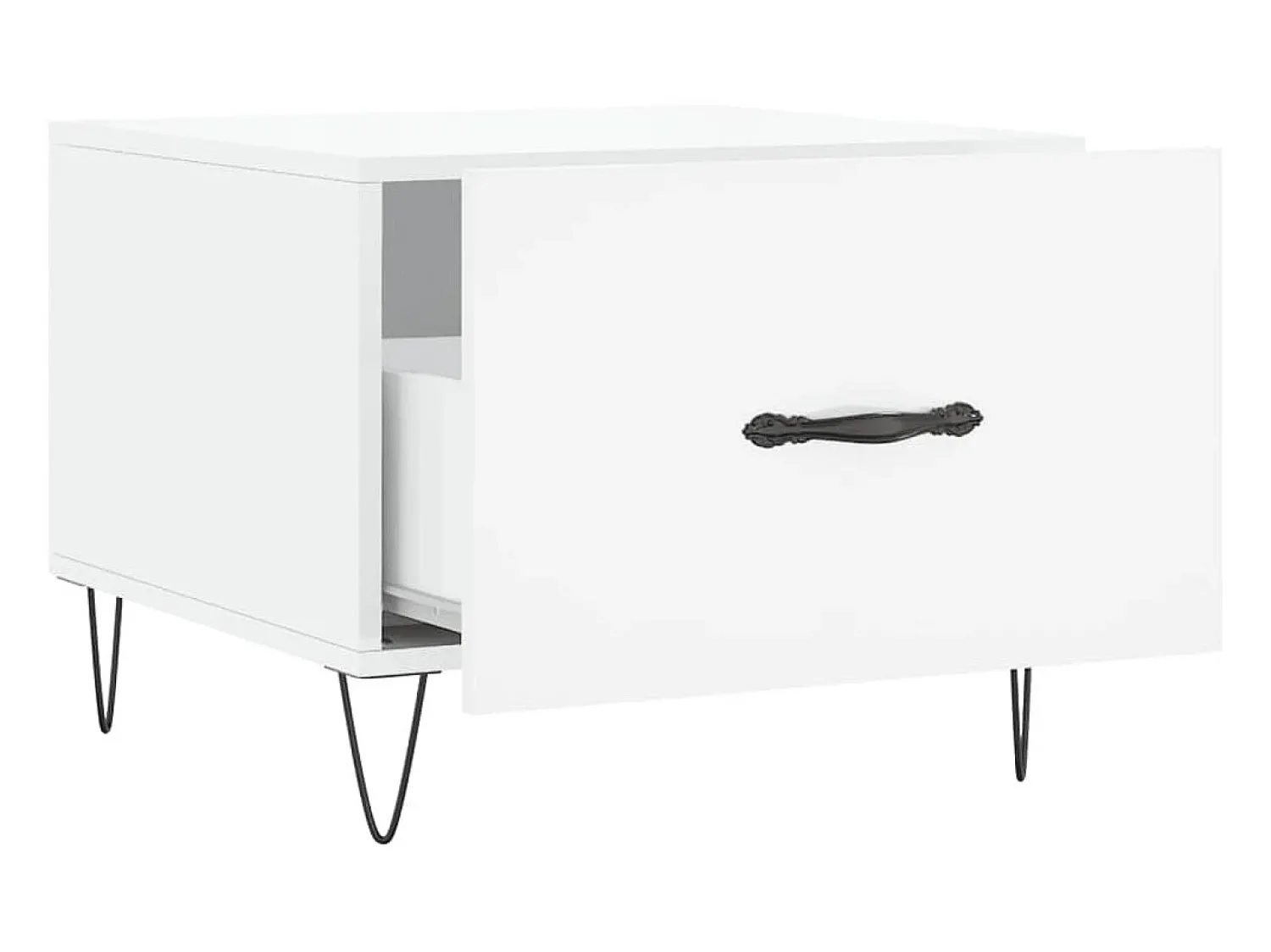 Mesa De Centro| Conjunto de 2 Mesas de Centro | Mesa de apoio | Mesa de café 50x50x40 cm brilhante Branco