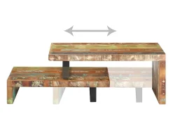 Conjunto de 2 Mesas de Centro | Mesa de apoio madeira recuperada maciça^ Mesa De Centro