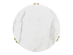 Discount Conjunto de 2 mesas de centro e mesas laterais modernas brancas com estrutura de metal dourado. Branco