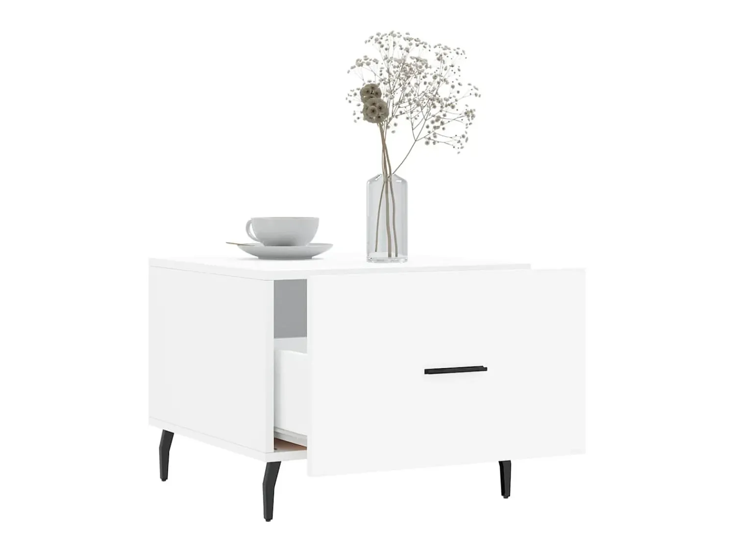 Mesa De Centro* Conjunto de 2 Mesas de Centro | Mesa de apoio | Mesa de café 50x50x40 cm madeira processada Branco
