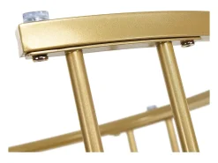 Sale Conjunto de 2 mesas de centro encaixáveis - redondas, tampo de mármore, pernas de ferro em formato de U, douradas, D70x45+D45x40 cm Dourado