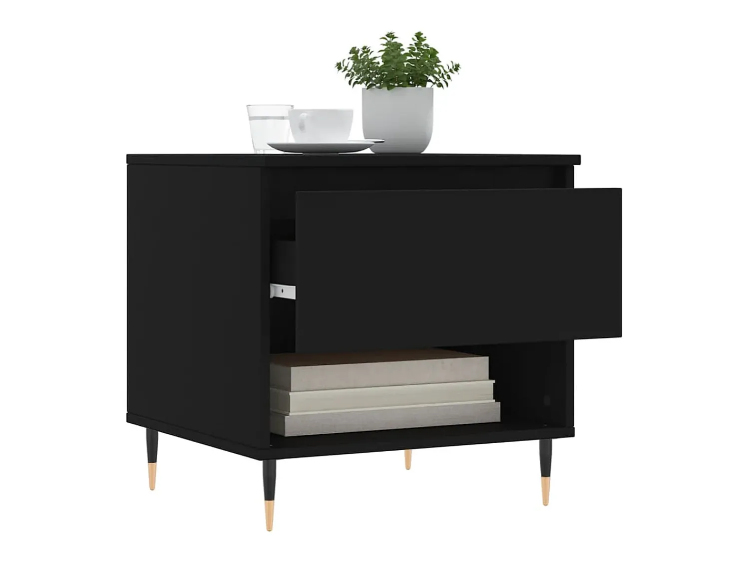 Mesa De Centro| Conjunto de 2 Mesas de Centro | Mesa de apoio | Mesa de café 50x46x50 cm derivados de madeira Preto