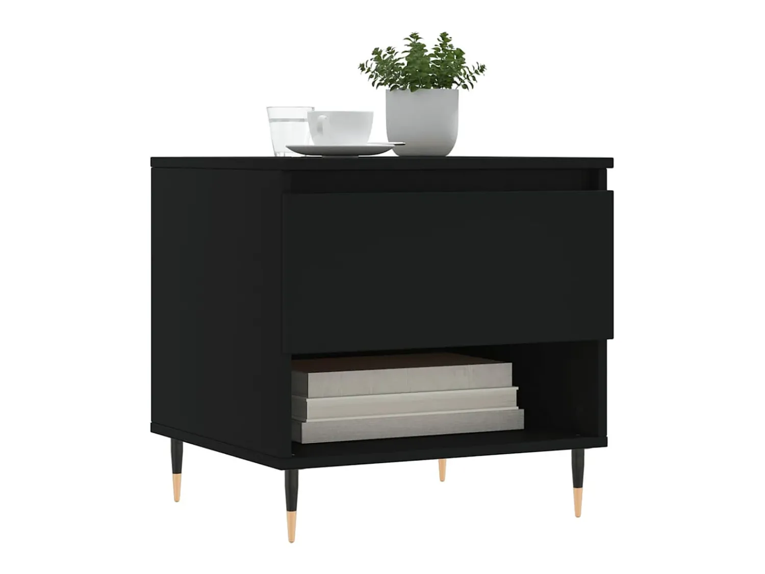 Mesa De Centro| Conjunto de 2 Mesas de Centro | Mesa de apoio | Mesa de café 50x46x50 cm derivados de madeira Preto