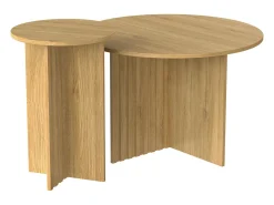 Mesa De Centro*Hauss Spole Conjunto de 2 mesas de centro redondas em MDF e madeira PB – Cor da madeira Natural claro