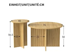 Mesa De Centro*Hauss Spole Conjunto de 2 mesas de centro redondas em MDF e madeira PB – Cor da madeira Natural claro