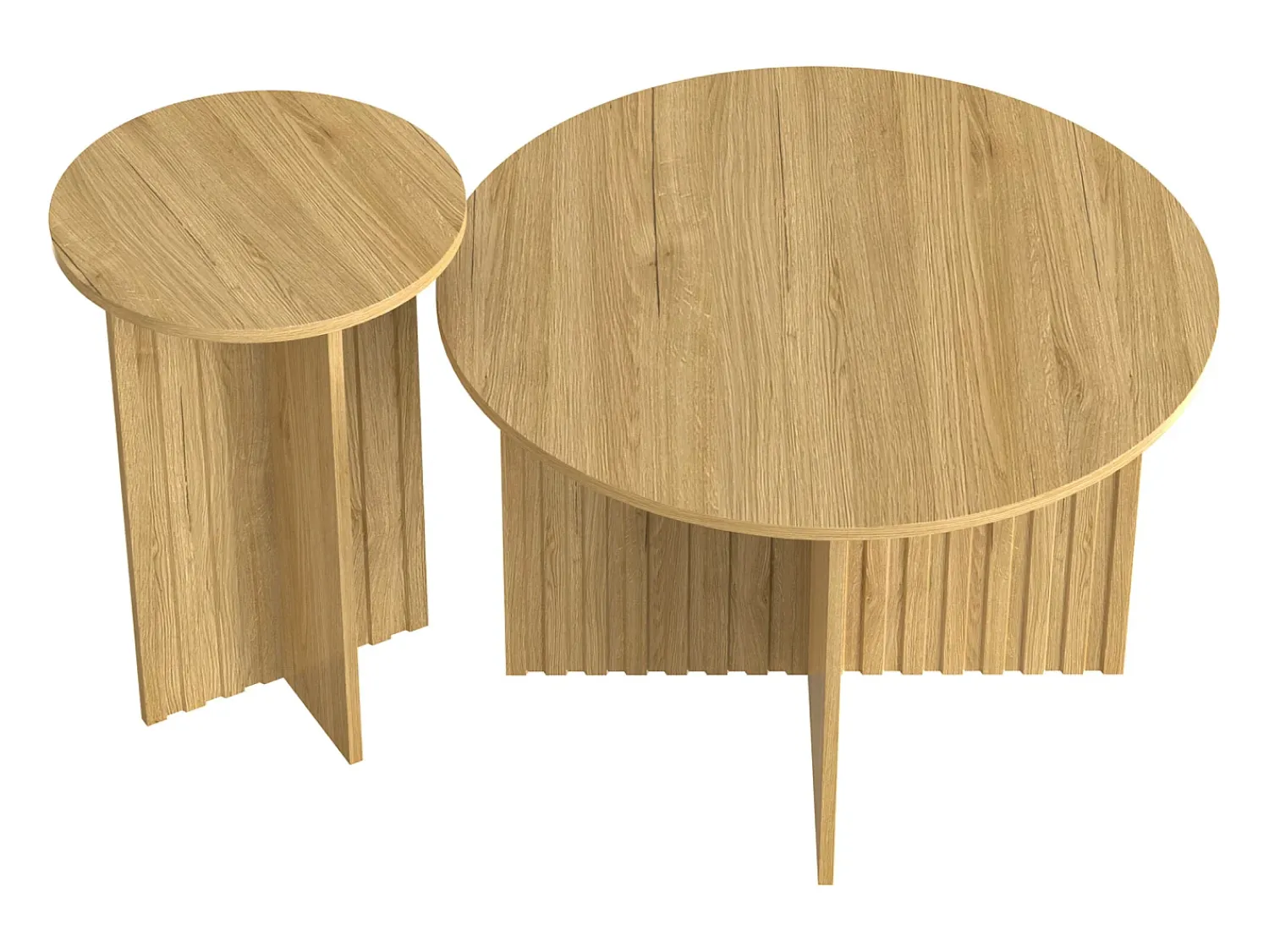 Mesa De Centro*Hauss Spole Conjunto de 2 mesas de centro redondas em MDF e madeira PB – Cor da madeira Natural claro