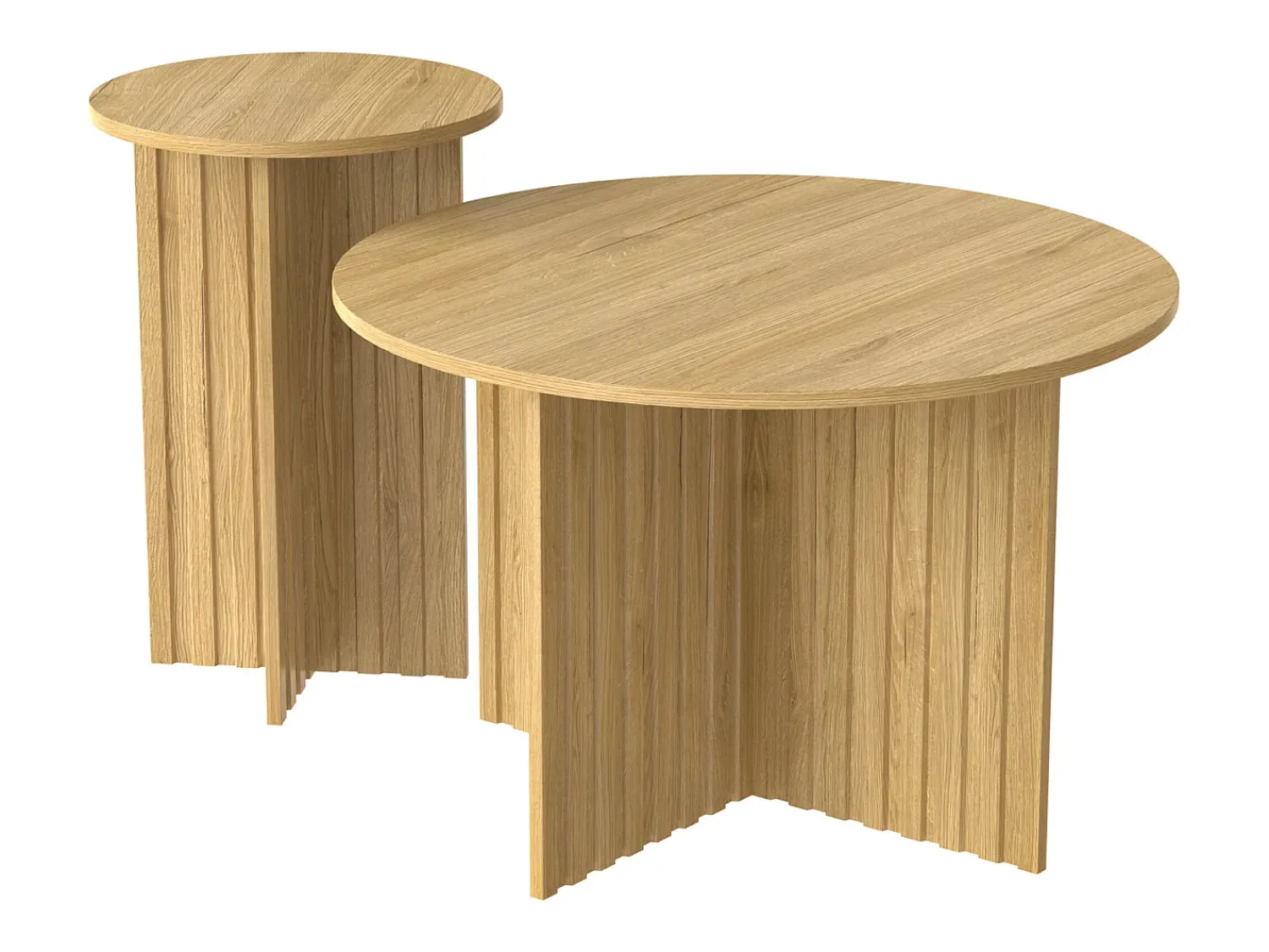 Mesa De Centro*Hauss Spole Conjunto de 2 mesas de centro redondas em MDF e madeira PB – Cor da madeira Natural claro