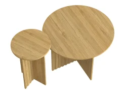 Mesa De Centro*Hauss Spole Conjunto de 2 mesas de centro redondas em MDF e madeira PB – Cor da madeira Natural claro