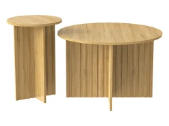 Mesa De Centro*Hauss Spole Conjunto de 2 mesas de centro redondas em MDF e madeira PB – Cor da madeira Natural claro