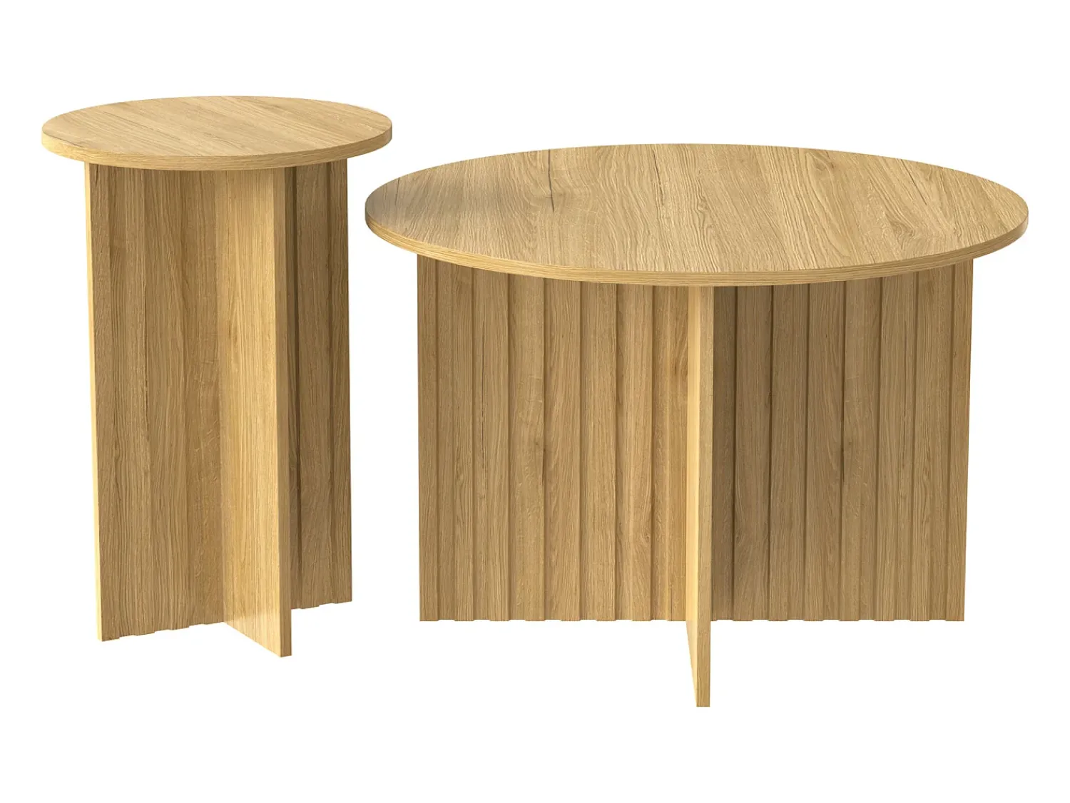 Mesa De Centro*Hauss Spole Conjunto de 2 mesas de centro redondas em MDF e madeira PB – Cor da madeira Natural claro