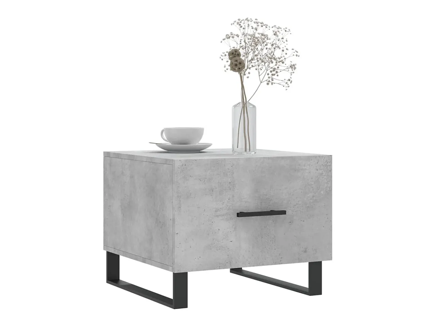 Conjunto de 2 Mesas de Centro | Mesa de apoio | Mesa de café 50x50x40 cm madeira processada cinza cimento^ Mesa De Centro