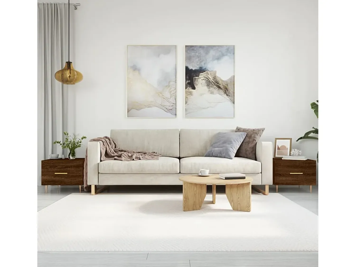 Conjunto de 2 Mesas de Centro | Mesa de apoio | Mesa de café 50x50x40 cm madeira proc. carvalho^ Mesa De Centro