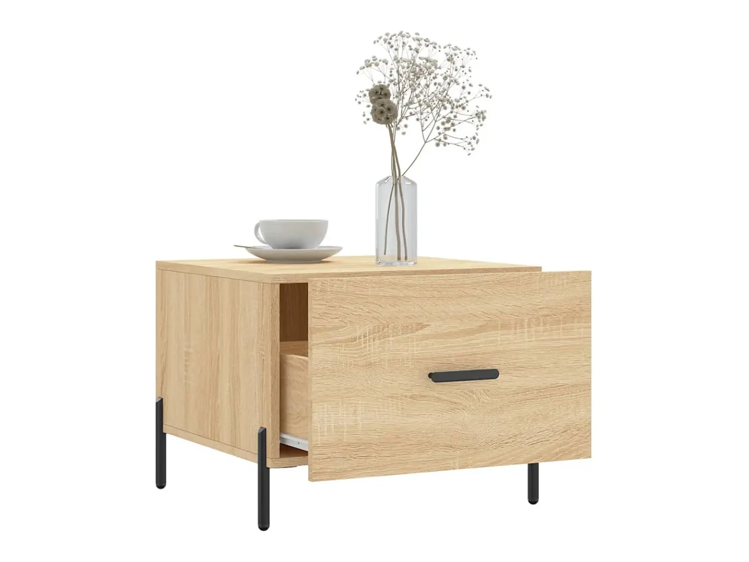Mesa De Centro* Conjunto de 2 Mesas de Centro | Mesa de apoio | Mesa de café 50x50x40cm deriv. madeira carvalho sonoma Castanho