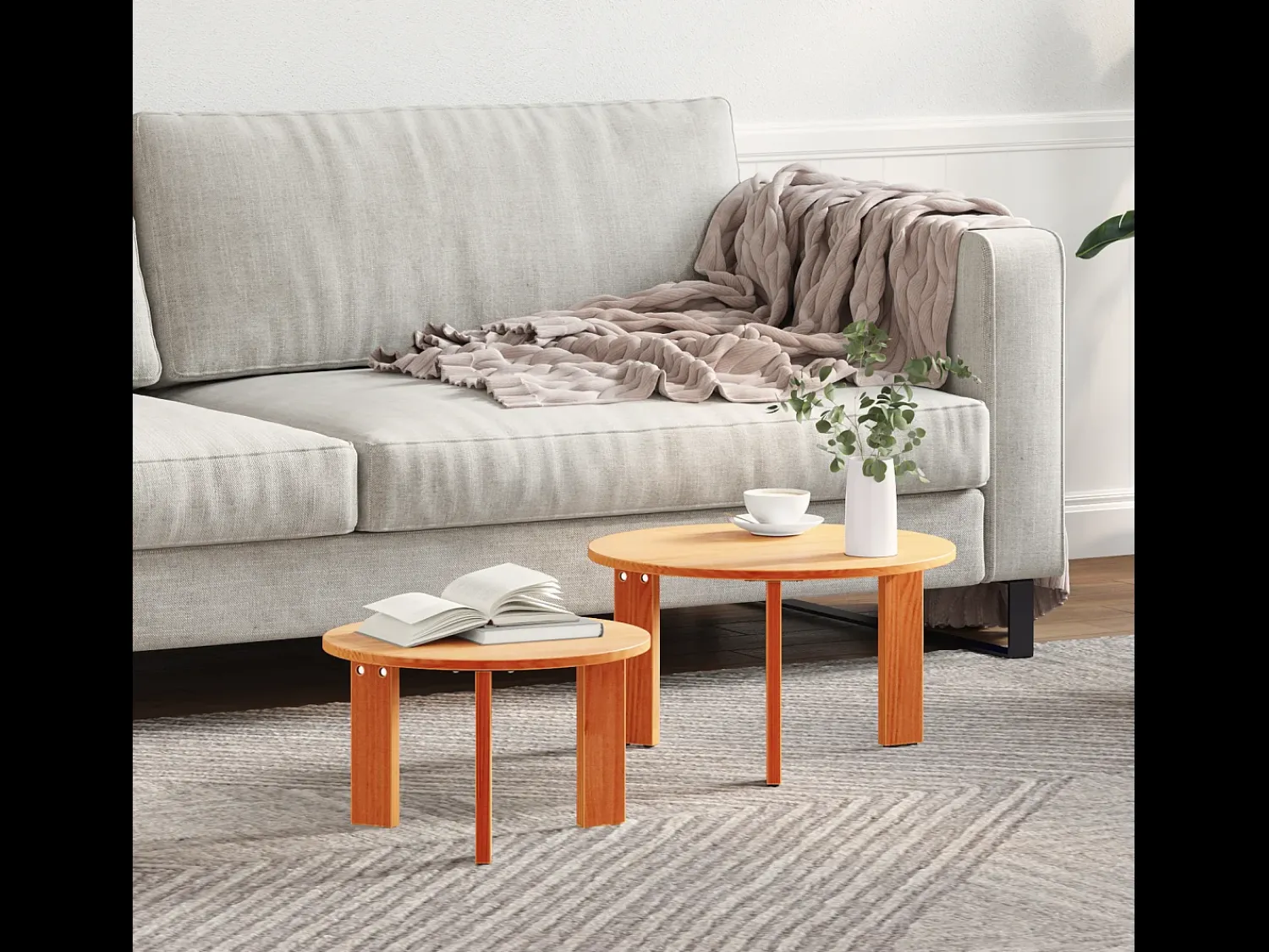 Conjunto de 2 Mesas de Centro | Mesa de apoio -mel 47.5x47.5x27 cm^ Mesa De Centro