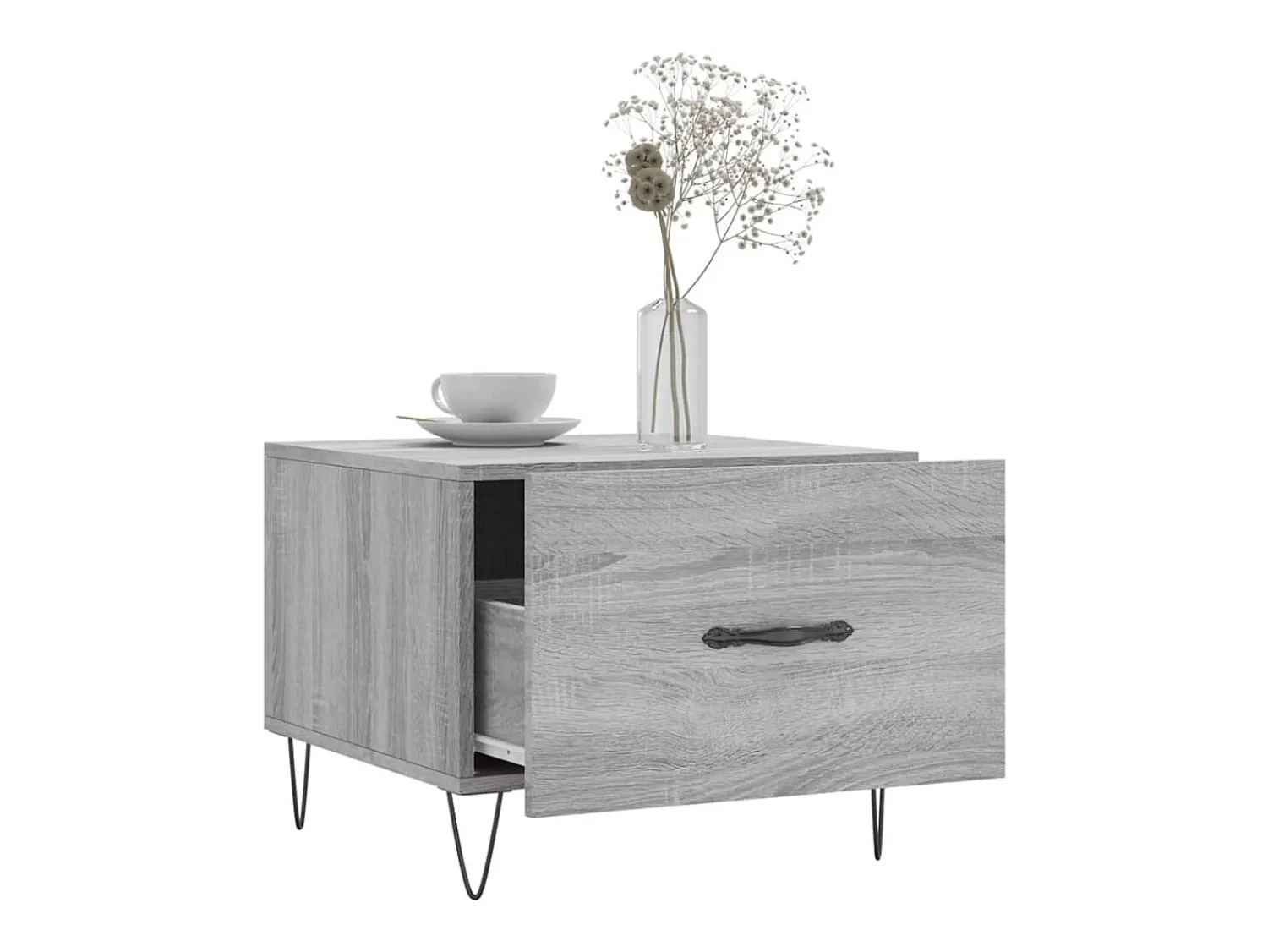 Mesa De Centro* Conjunto de 2 Mesas de Centro | Mesa de apoio | Mesa de café 50x50x40 cm madeira proc. sonoma cinza Cinzento