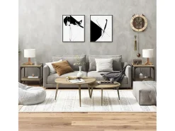 Mesa De Centro* Conjunto de 2 Mesas de Centro | Mesa de apoio | Mesa de café 40x40x40 cm derivados madeira sonoma Castanho