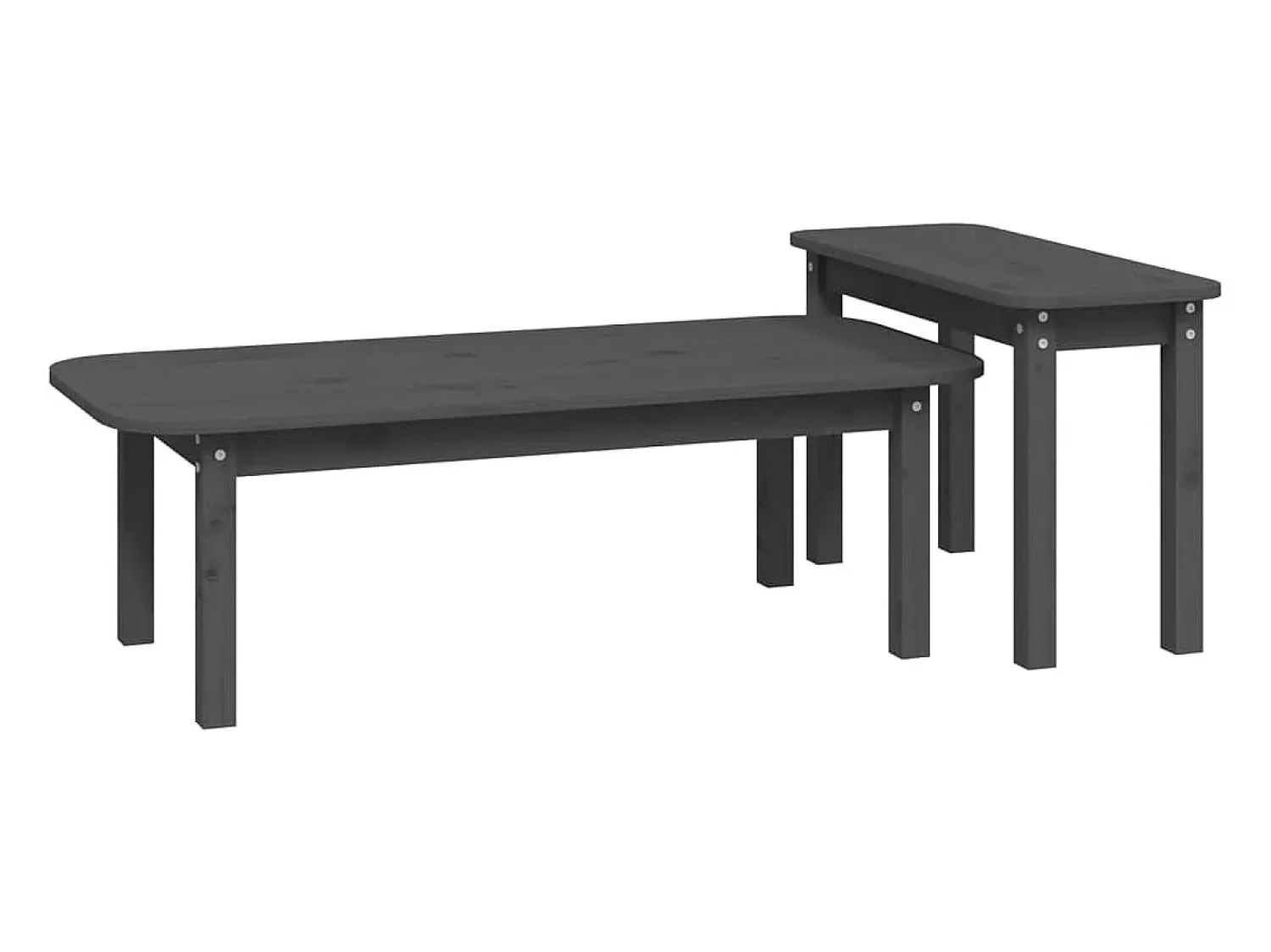 Mesa De Centro| Conjunto de 2 Mesas de Centro | Mesa de apoio pinho maciço Cinzento