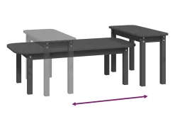 Mesa De Centro| Conjunto de 2 Mesas de Centro | Mesa de apoio pinho maciço Cinzento