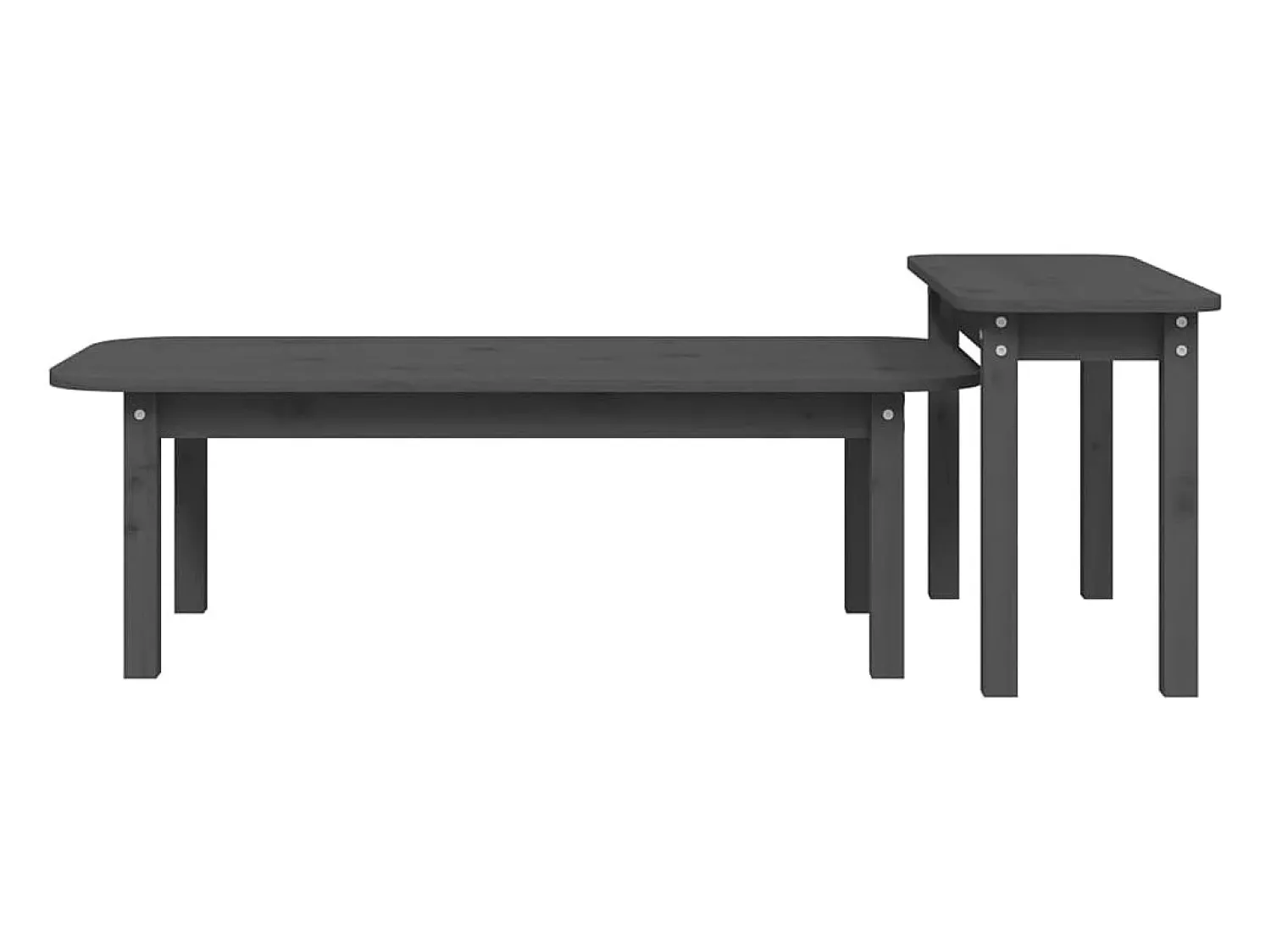 Mesa De Centro| Conjunto de 2 Mesas de Centro | Mesa de apoio pinho maciço Cinzento