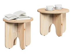 Mesa De Centro* Conjunto de 2 Mesas de Centro | Mesa de apoio Natural 39.5x39.5x30 cm Castanho