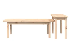 Mesa De Centro* Conjunto de 2 Mesas de Centro | Mesa de apoio madeira de pinho maciça Castanho