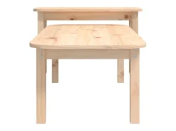 Mesa De Centro* Conjunto de 2 Mesas de Centro | Mesa de apoio madeira de pinho maciça Castanho