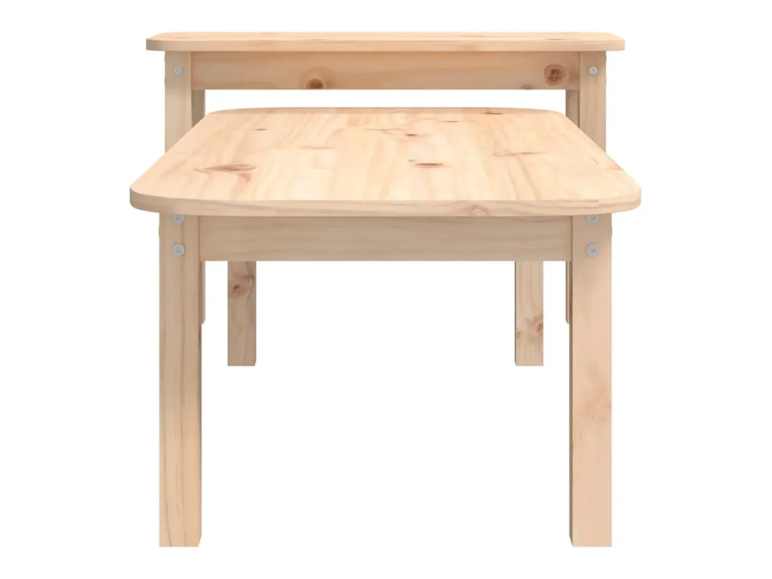 Mesa De Centro* Conjunto de 2 Mesas de Centro | Mesa de apoio madeira de pinho maciça Castanho