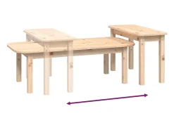 Mesa De Centro* Conjunto de 2 Mesas de Centro | Mesa de apoio madeira de pinho maciça Castanho