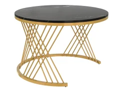 Mesa De Centro*ModernLuxe Conjunto de 2 mesas de centro encaixáveis ​​​​- tampo efeito mármore - Preto