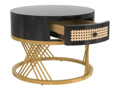 Mesa De Centro*ModernLuxe Conjunto de 2 mesas de centro encaixáveis - tampo efeito mármore - Preto
