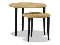 Mesa De Centro| Conjunto de 2 Mesas de Centro | Mesa de apoio juta natural Bege