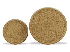 Mesa De Centro| Conjunto de 2 Mesas de Centro | Mesa de apoio juta natural Bege