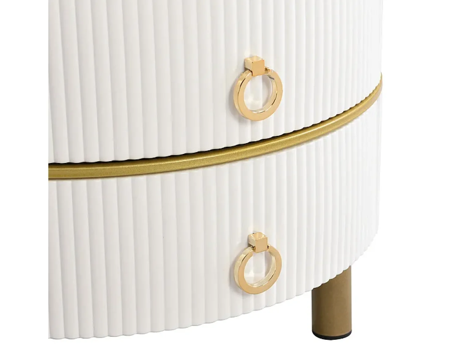 Outlet ModernLuxe Conjunto de 2 mesas de centro encastráveis com 2 gavetas - Tampo em vidro temperado castanho - Branco Castanho / Branco