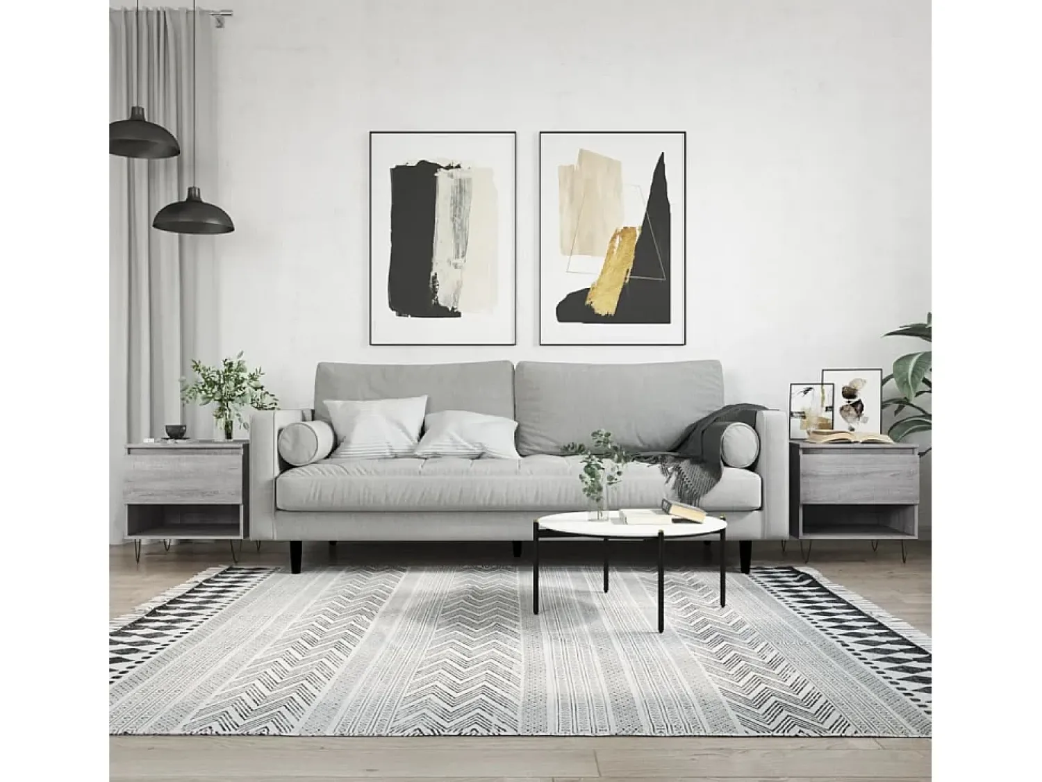 Online Conjunto de 2 Mesas de Centro | Mesa de apoio | Mesa de café 50x46x50cm deriv. madeira sonoma Cinzento