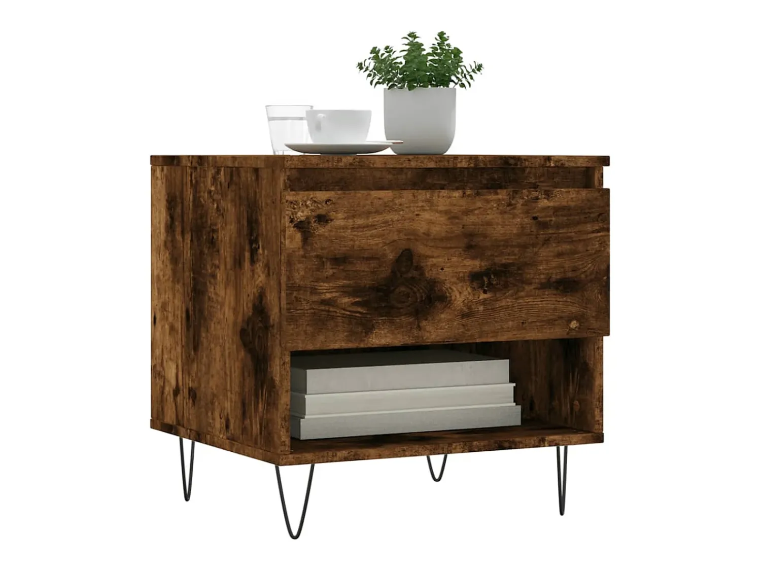 Mesa De Centro| Conjunto de 2 Mesas de Centro | Mesa de apoio | Mesa de café 50x46x50cm deriv. madeira carvalho fumado Castanho