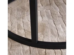 Conjunto de 2 mesas de centro encaixáveis - mármore e metal preto, mesa lateral moderna e redonda para sala de estar e quarto^ Mesa De Centro