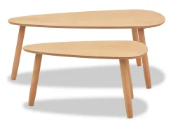 Discount Conjunto de 2 Mesas de Centro | Mesa de apoio pinho maciço Castanho