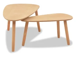 Discount Conjunto de 2 Mesas de Centro | Mesa de apoio pinho maciço Castanho