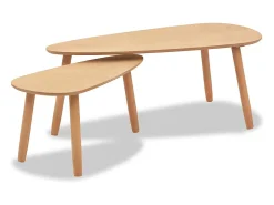Discount Conjunto de 2 Mesas de Centro | Mesa de apoio pinho maciço Castanho